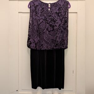 Purple Stretchy Burnout Velvet Dress- Measures 17" Pit to Pit